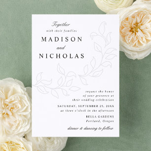 Elegant Cascading Leaves Wedding Letterpress Invitation