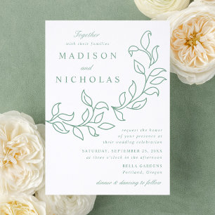 Elegant Cascading Leaves Wedding Letterpress Invitation