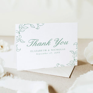 Elegant Cascading Leaves Wedding Letterpress Thank You Card