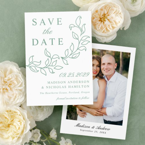 Elegant Cascading Leaves Wedding Save the Date Letterpress Photo Cards