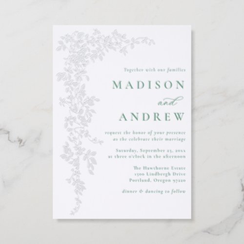 Elegant Cascading Vines Wedding Letterpress Invitation