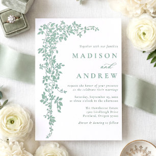 Elegant Cascading Vines Wedding Letterpress Invitation
