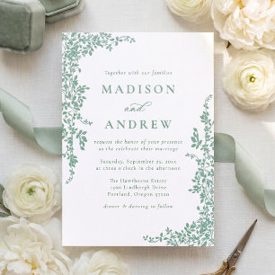 Elegant Cascading Vines Wedding Letterpress Invitation