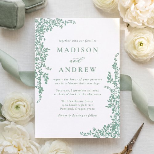 Elegant Cascading Vines Wedding Letterpress Invitation