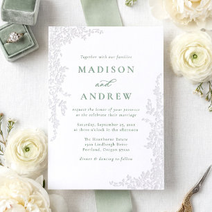 Elegant Cascading Vines Wedding Letterpress Invitation