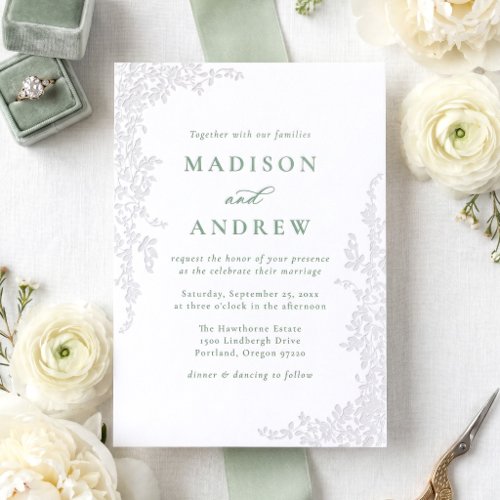 Elegant Cascading Vines Wedding Letterpress Invitation