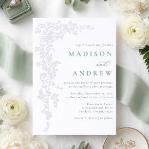 Elegant Cascading Vines Wedding Letterpress Invitation
