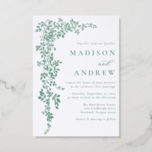 Elegant Cascading Vines Wedding Letterpress Invitation