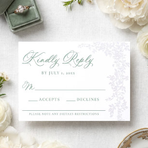 Elegant Cascading Vines Wedding Letterpress RSVP Cards