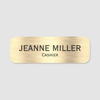 Elegant Cashier Black And Gold Name Tag