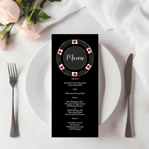 Elegant Casino Gold Poker Chip Wedding  Menu