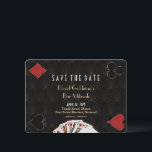 Elegant Casino Las Vegas Poker Bar Mitzvah Save The Date<br><div class="desc">Unique Casino Royale and Great themed card design. It features vintage art deco style,  Roaring 1920's old Hollywood,  playing cards suits,  playing cards. On the back faux gold Art Deco pattern,  initials and playing cards suits. Use Personalize tool to add your information. For more,  visit please,  my Casino Collection.</div>