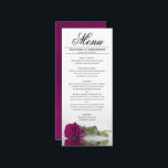 Elegant Cassis or Magenta Rose Reflections Wedding Menu<br><div class="desc">This beautiful menu will add some style to your wedding reception. It features a beautiful and romantic design with a single cassis purple, magenta, or berry colored rose lying on its side reflecting in a pool of water with waves and ripples. There is space for the names of the couple...</div>
