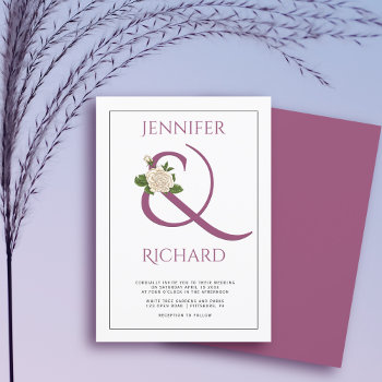 Elegant Cassis Purple Ampersand And Rose Wedding Invitation by weddings_ at Zazzle