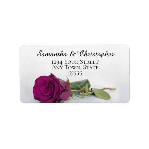 Elegant Cassis Purple Rose Wedding Address Label