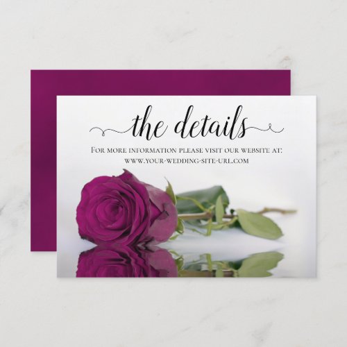 Elegant Cassis Purple Rose Wedding Details Website Enclosure Card
