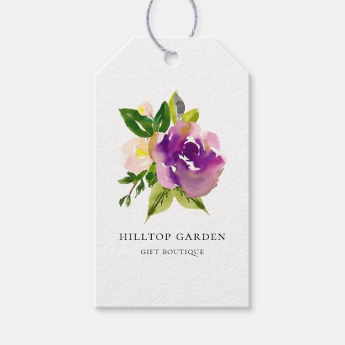 Elegant Cassis Purple Watercolor Floral Price Tags