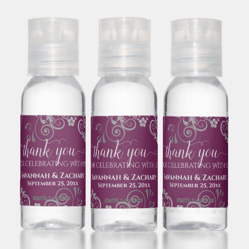 Elegant Cassis Purple Wedding Favor Thank You Hand Sanitizer