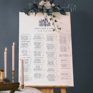 Elegant Castle Alphabetical Wedding Seating Chart Foam Board