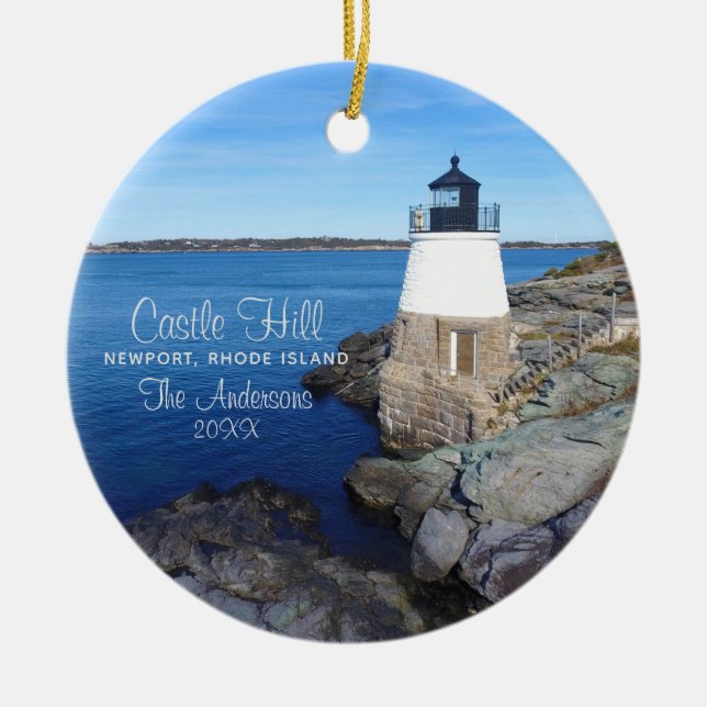 Elegant Castle Hill Lighthouse Ceramic Ornament (Front)