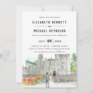 Elegant Castle Illustrated Wedding Weekend Invitation