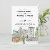 Elegant Castle | Illustrated Wedding Weekend  Invitation (Standing Front)