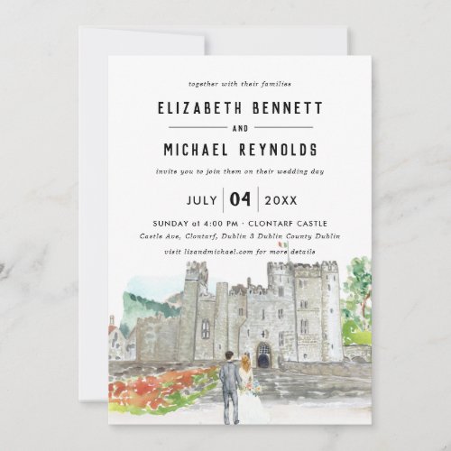 Elegant Castle  Illustrated Wedding Weekend  Invitation