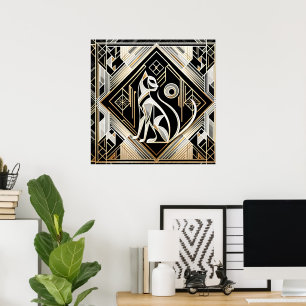 Elegant cat Art Deco lovers Poster