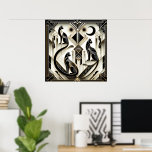Elegant cat Art Deco lovers  Poster<br><div class="desc">Elegant cat Art Deco lovers Poster</div>