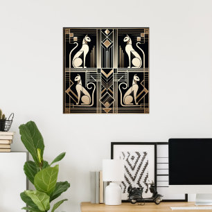 Elegant cat Art Deco lovers  Poster