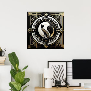 Elegant cat Art Deco lovers Poster