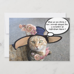 ELEGANT CAT,BIG DIVA HAT AND ROSES BIRTHDAY PARTY INVITATION