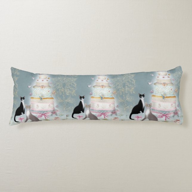 Elegant Cat Celebration Cake Body Pillow (Front)
