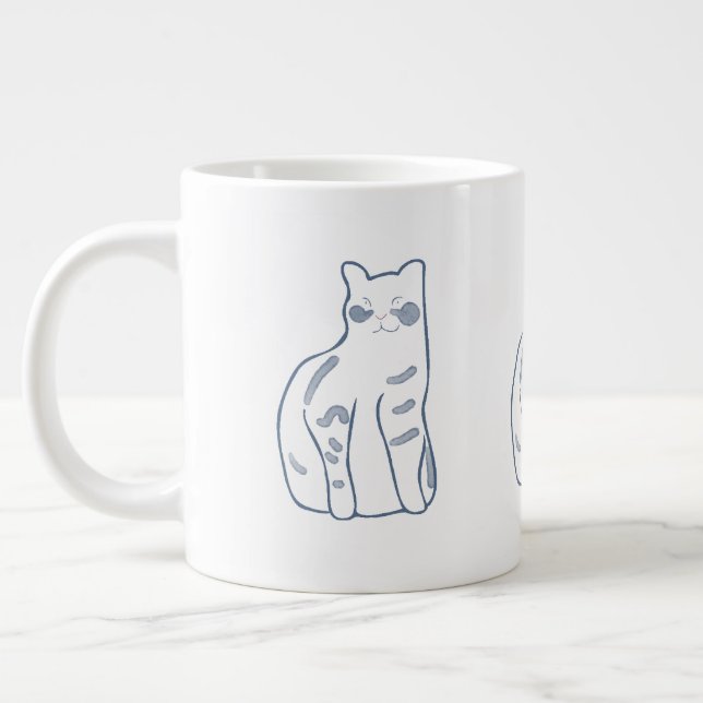 Elegant Cat Design Giant Coffee Mug (Left)