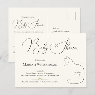Elegant Cat & Kitten Baby Shower Invitation