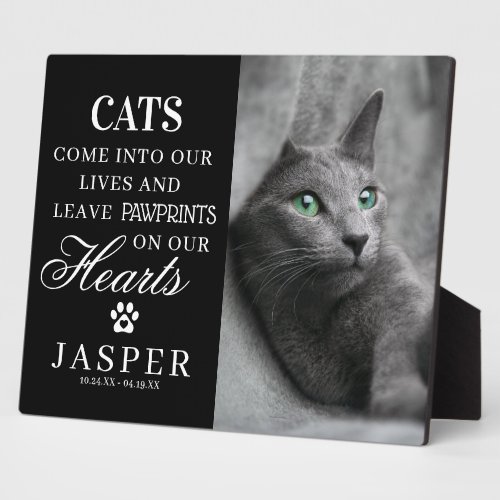 Elegant Cat Memorial Photo  Quote Plaque