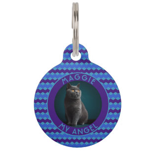 Elegant Cat Mom Gift Chevron Pet ID Tag