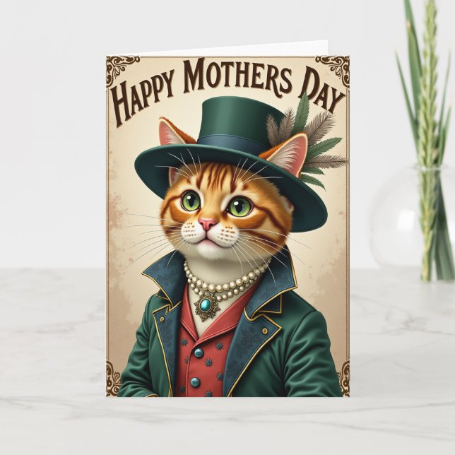 Elegant Cat Mothers Day Card (Front)