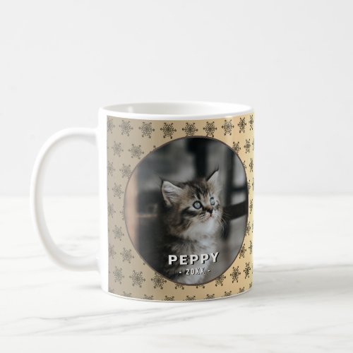 Elegant Cat Photo Golden Metallic Christmas Coffee Mug