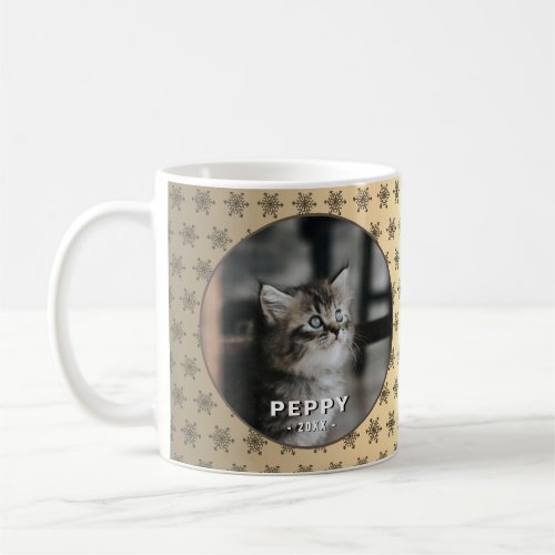 Elegant Cat Photo Golden Metallic Christmas Coffee Mug