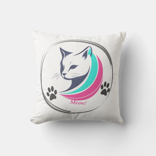Elegant Cat Pillow – Modern Meow Design (Front)