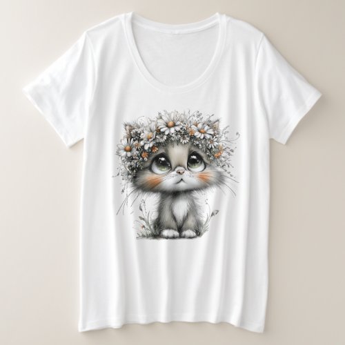 Elegant Cat Plus Size T-Shirt