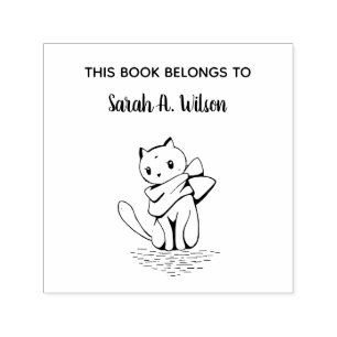 Elegant Cat Scarf Book Belongs Personalized Book Self-inking Stamp