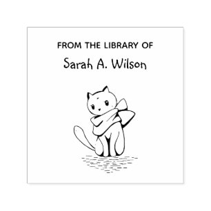 Elegant Cat Scarf From the Library Personalized Self-inking Stamp