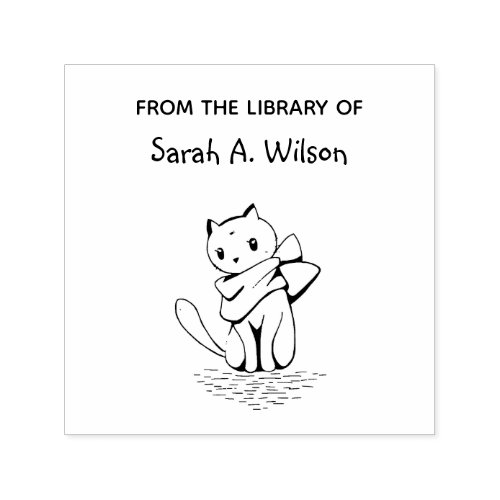 Elegant Cat Scarf From the Library Personalized Self_inking Stamp