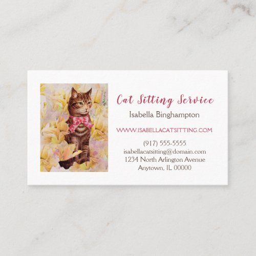 Elegant Cat Sitting Services Business Card