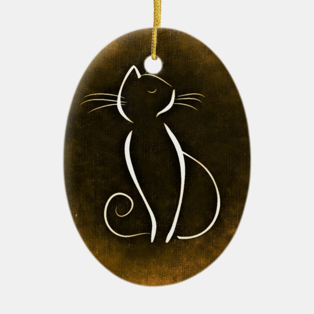 Elegant Cat, Snooty Cat Ceramic Ornament (Front)