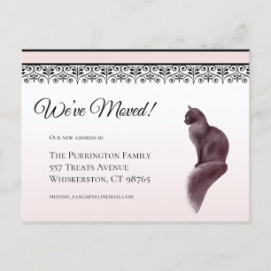 Elegant Cat We’ve Moved Pink Change of Address, Postcard