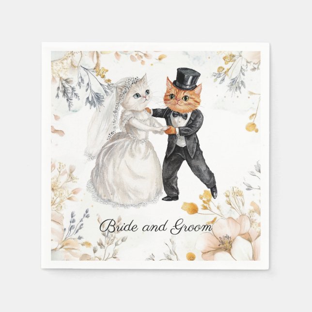 Elegant Cat Wedding  Cute & Classy Cat Napkins (Front)