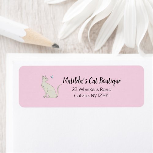 Elegant cat with butterfly Address Label